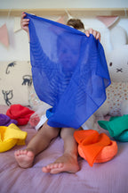 Speeldoek Blauw Regenboog - Medium 48x48cm