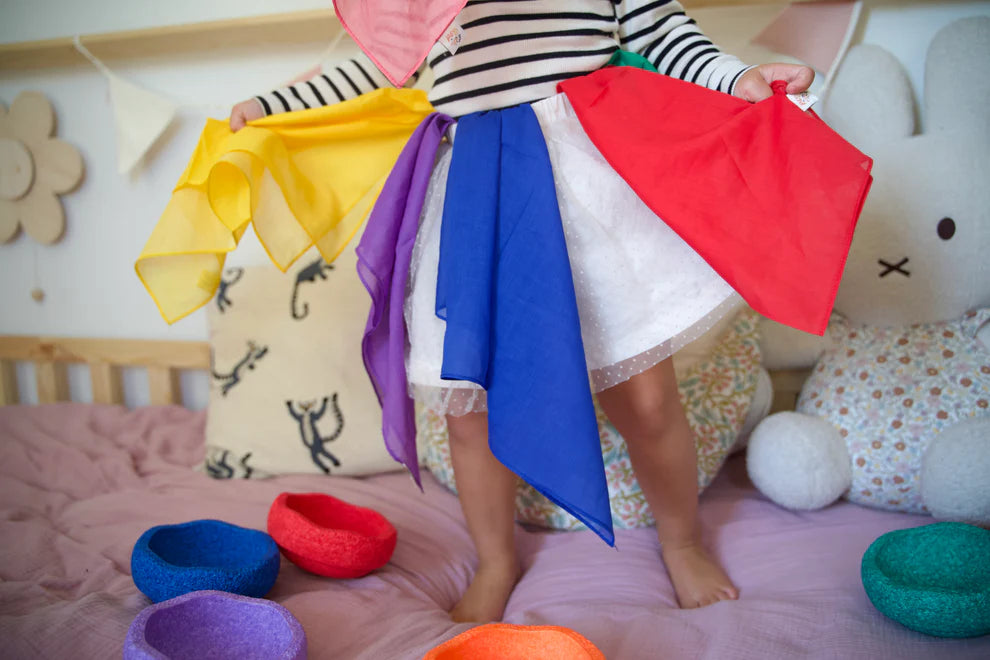 Speeldoek Blauw Regenboog - Medium 48x48cm